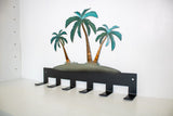 Palm Tree Scene Towel Rack with 6 Hooks, Mounting Hardware Included