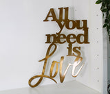 All You Need is Love Metal Wall Art Sign with Powder Coat | Handmade Home Decor | Wall Hanging Quote
