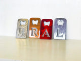 Monogram Metal Bottle Opener | 34 Colors | Magnetic or Keychain | Handmade Letter Gift
