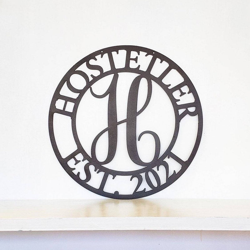 Family Name Metal Monogram Sign