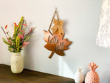 Hello Fall Leaf Metal Wall Art with Burlap Bow | Front Door Wreath | Fall Home Decor | Halloween Gift