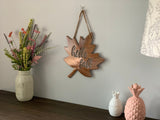 Hello Fall Leaf Metal Wall Art with Burlap Bow | Front Door Wreath | Fall Home Decor | Halloween Gift