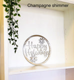 Happy Holidays Snowflake Metal Sign - Door Hanger or Wall Art | Front Porch Decor | Holiday Decoration | Christmas Decor | Snowflakes