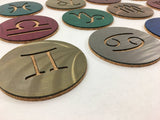 Zodiac Symbols 4" Steel & Cork Coaster