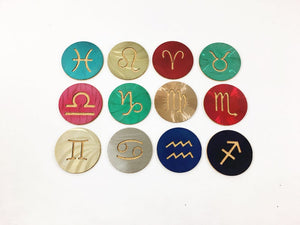 Zodiac Symbols 4" Steel & Cork Coaster
