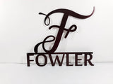 Modern Metal Monogram With Initial and Last Name