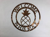 Welcome Pineapple Personalized Metal Wall Art or Door Hanger