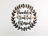 Thankful Grateful Blessed Metal Leaf Wall Art Sign Wreath