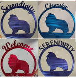 Personalized Sheltie Metal Sign Door Hanger or Wall Art - Choose Any Color Powder Coat