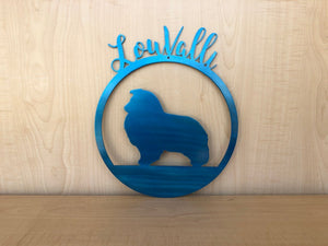 Personalized Sheltie Metal Sign Door Hanger or Wall Art - Choose Any Color Powder Coat