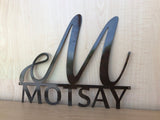 Modern Metal Monogram With Initial and Last Name