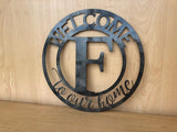 Welcome To Our Home Personalized Metal Wall Art Monogram Door Hanger