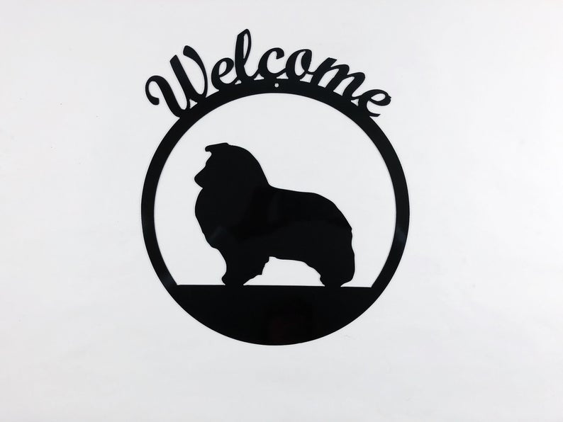 Welcome Sheltie Metal Sign Door Hanger or Wall Art - Choose Any Color Powder Coat