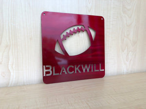 Custom Metal Football Wall Art with Name, Personalize and Choose Any Powder Coat Color