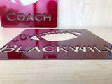 Custom Metal Football Wall Art with Name, Personalize and Choose Any Powder Coat Color