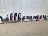 Willkommen Metal Wall Art Sign with Powder Coat