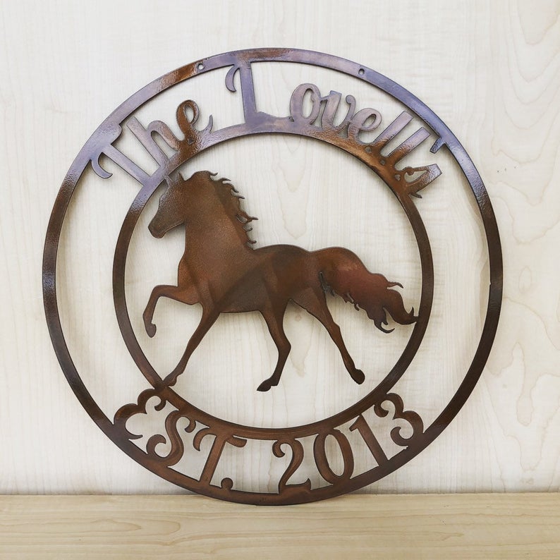Personalized Horse Ranch Metal Sign or Wall Art, Choose Any Powder Coat Color