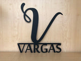 Modern Metal Monogram With Initial and Last Name