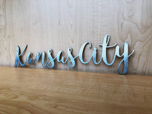 Kansas City Metal Wall Art Sign with Powder Coat - Lots of Colors Available, Durable, Quality Home Decor, 14ga Steel