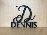 Modern Metal Monogram With Initial and Last Name