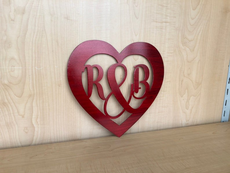 Personalized Heart with Initials Metal Wall Art