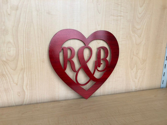 Personalized Heart with Initials Metal Wall Art - 20% off in cart!