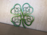 Four Leaf Clover Personalized Monogram Metal Wall Art with Scroll Details
