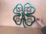 Four Leaf Clover Personalized Monogram Metal Wall Art with Scroll Details