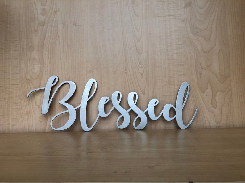 Blessed Metal Wall Art in Script
