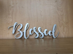 Blessed Metal Wall Art in Script