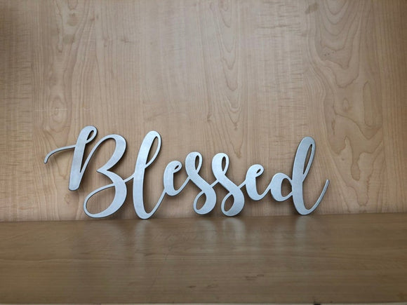 Blessed Metal Wall Art in Script
