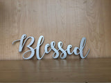 Blessed Metal Wall Art in Script