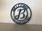 Welcome To Our Home Personalized Metal Wall Art Monogram Door Hanger