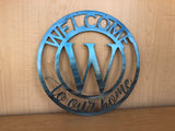 Welcome To Our Home Personalized Metal Wall Art Monogram Door Hanger