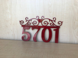 Custom Metal Address Sign with Scrolls & Powder Coat, Any Color