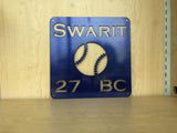 Baseball or Softball Personalized Metal Wall Art with Name, Choose Your Powder Coat Colo
