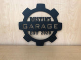 Garage Sign Personalized Gear Metal Wall Art