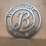 Initial Monogram Personalized Metal Wall Art with Custom Text