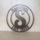 Initial Monogram Personalized Metal Wall Art with Custom Text