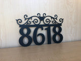 Custom Metal Address Sign with Scrolls & Powder Coat, Any Color