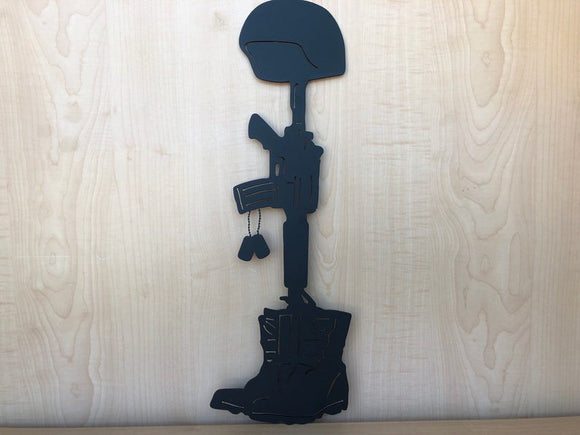 Battlefield Cross Memorial Metal Wall Art