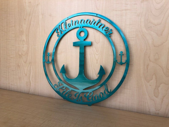 Personalized Anchor Circle Metal Wall Art