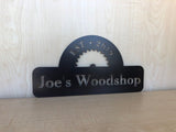 Personalized Woodshop or Workshop Metal Wall Art Sign