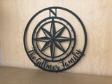 Compass Rose Personalized Metal Wall Art