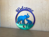 Welcome Elephant Metal Wall Art