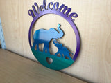 Welcome Elephant Metal Wall Art