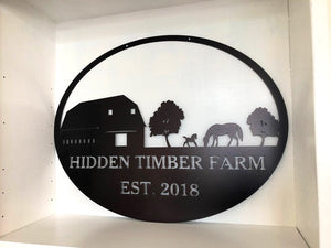 Personalized Farm Scene with Horses