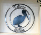 Personalized Metal Pelican Sign - Customizable Door Hanger or Wall Art