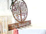 Personalized Tree of Life with Last Name Metal Wall Art with Hooks