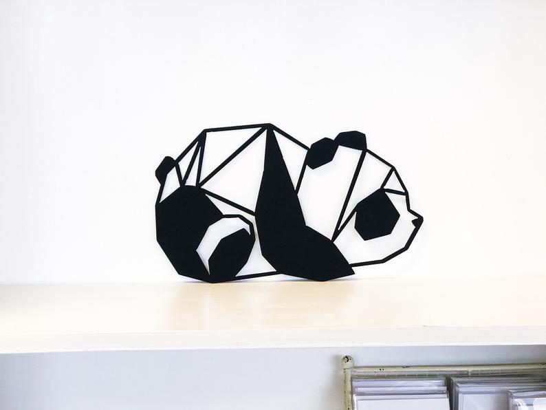 Geometric Panda Metal Wall Art